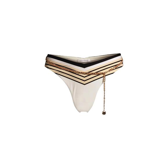 NEW WE WORE WHAT belted delilah bottom in pearl multi stripes - Picture 4 of 4